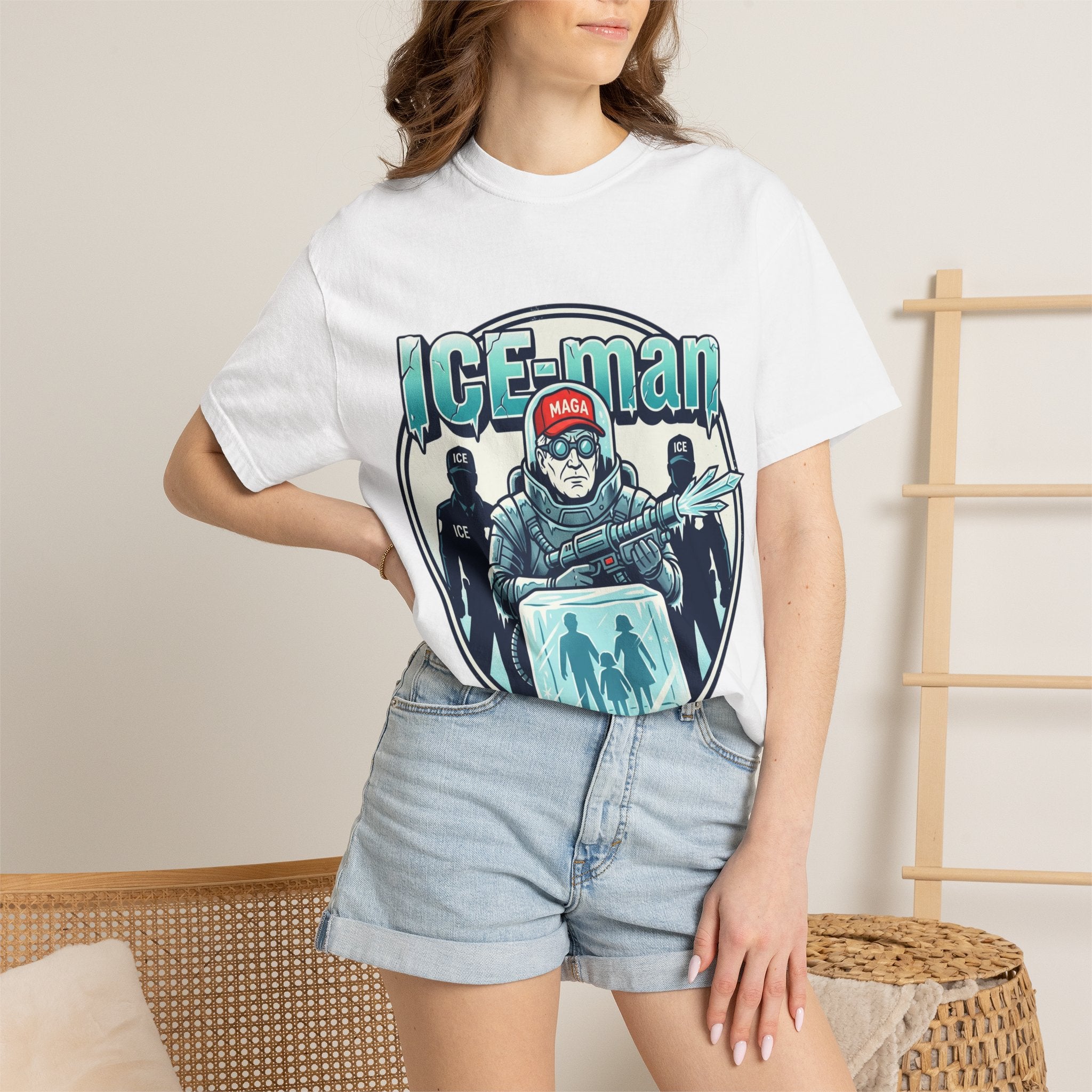 ICE-man Graphic T-Shirt — Funny ICE Agent Parody Tee