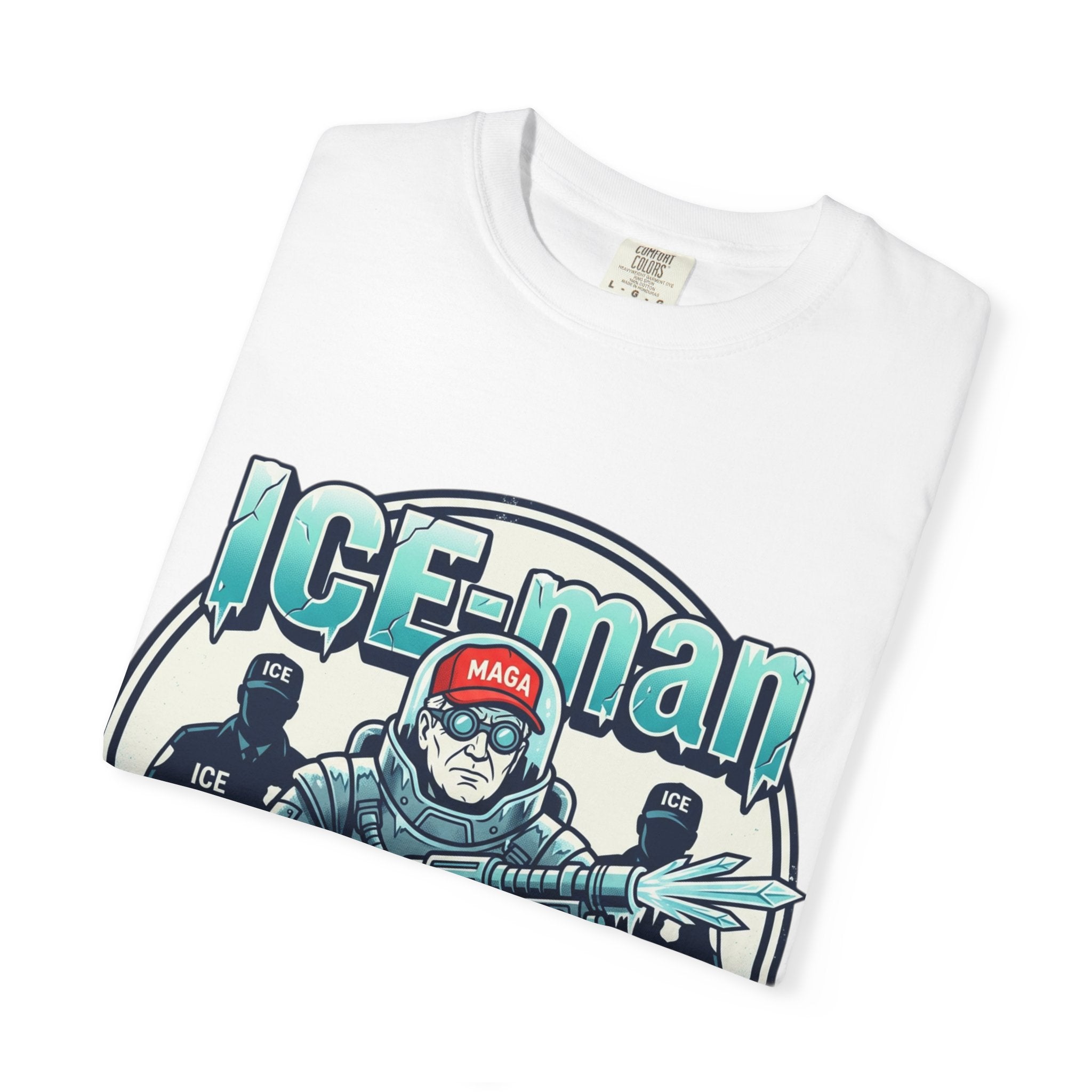 ICE-man Graphic T-Shirt — Funny ICE Agent Parody Tee